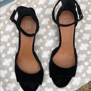 Black Velvet Ankle Strap Heels